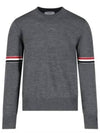 Merino Striped Crew Neck Knit Top Grey - THOM BROWNE - BALAAN 2