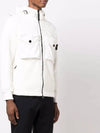 Men's Wappen Patch Shearling Hooded Jacket White - STONE ISLAND - BALAAN 3