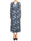 Women's Flower Wrap Long One Piece Blue - GANNI - BALAAN.