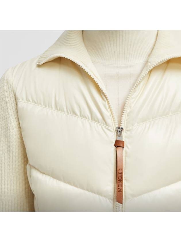 Women s diagonal quilted padded wool zip up cardigan cream - MONCLER - BALAAN 5