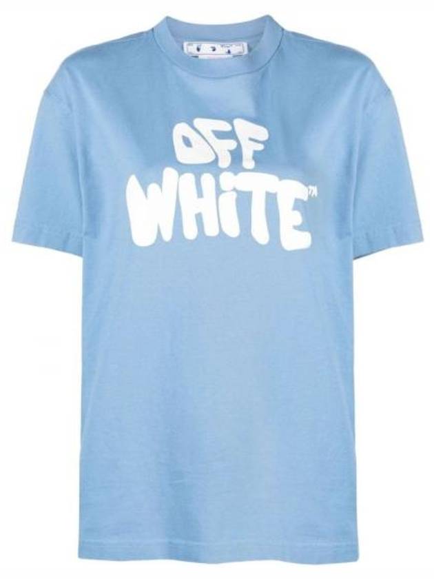 Logo Print Short Sleeve T-Shirt Light Blue - OFF WHITE - BALAAN 2