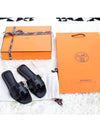 Oran Calfskin Slippers Noir Piqures Ecrues Black - HERMES - BALAAN 7