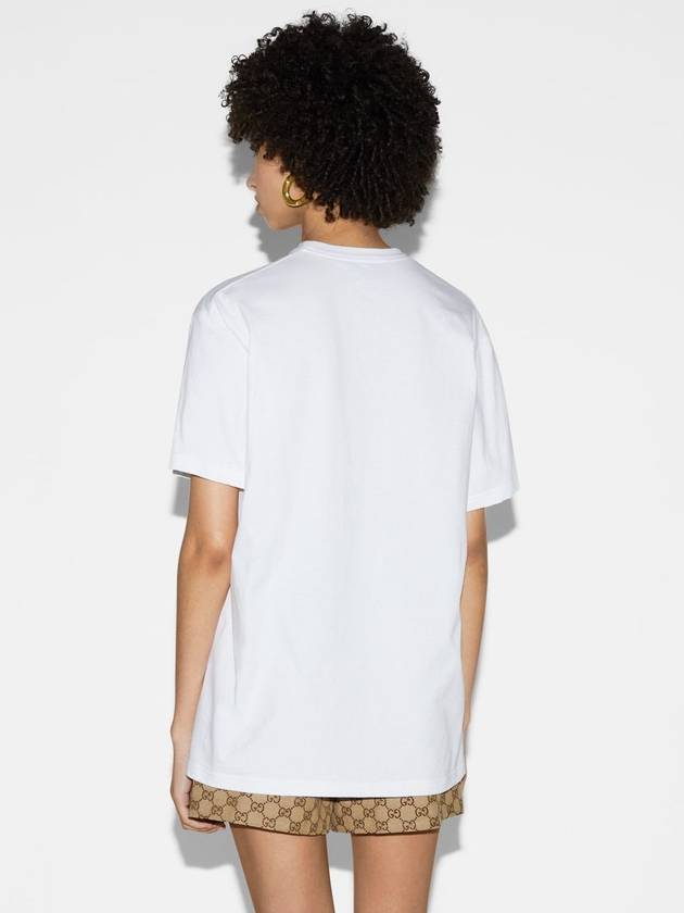 Web Print Cotton Short Sleeve T-Shirt White - GUCCI - BALAAN 5