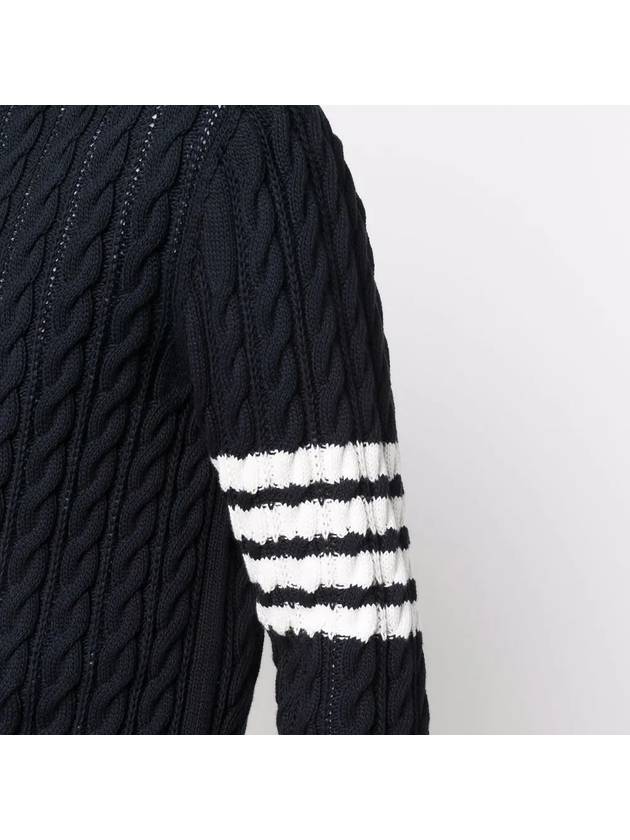 Diagonal Armband Cable Knit Top Navy - THOM BROWNE - BALAAN 4