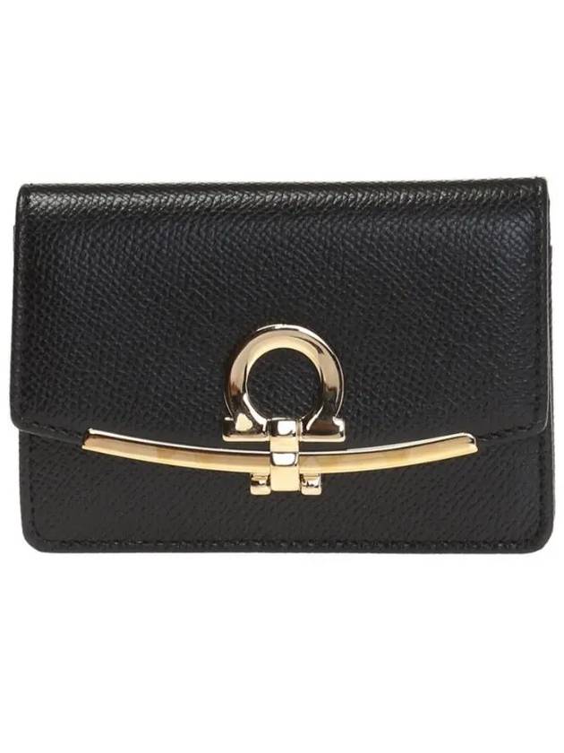 Gancini Calfskin Card Wallet Black - SALVATORE FERRAGAMO - BALAAN 2