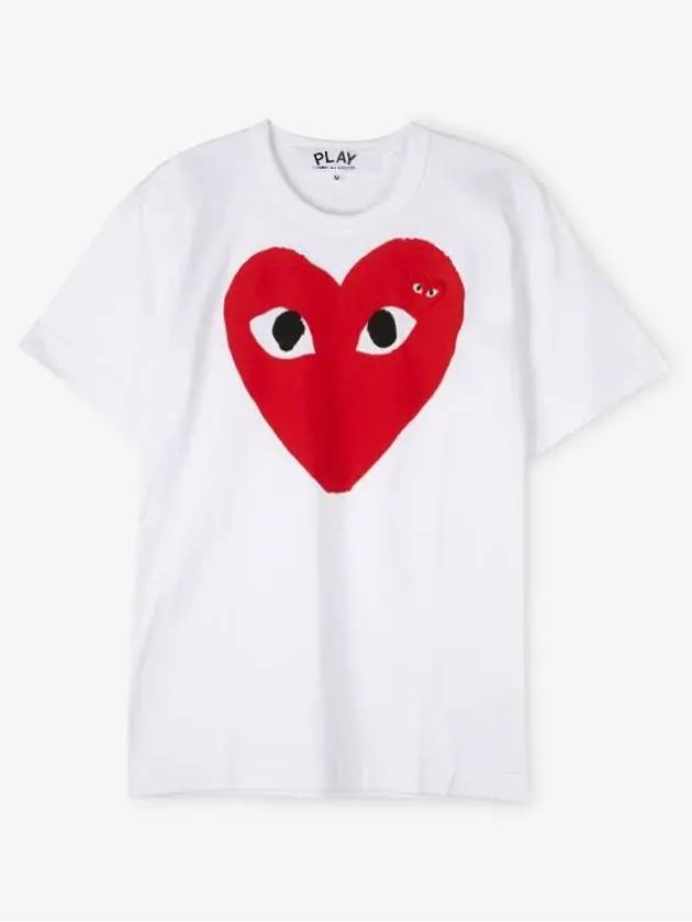 Comme des Gar ons Men s Double Heart Wappen White Short Sleeve T Shirt AZ T026 051 1 - COMME DES GARCONS PLAY - BALAAN 3