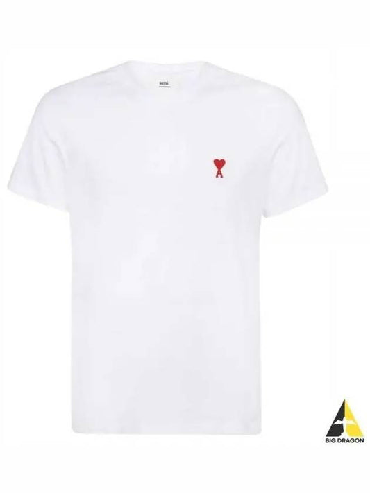 Small Heart Logo Short Sleeve T-Shirt White - AMI - BALAAN 2