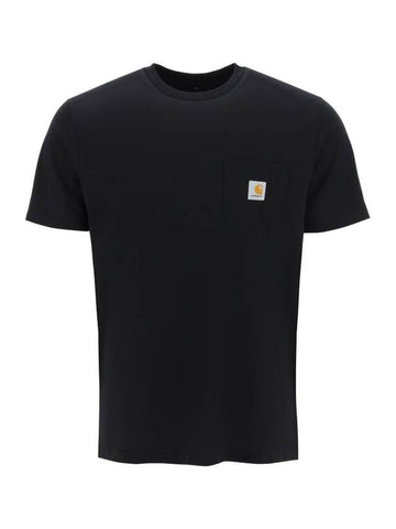 Pocket Short Sleeve T-Shirt Black - CARHARTT WIP - BALAAN 1