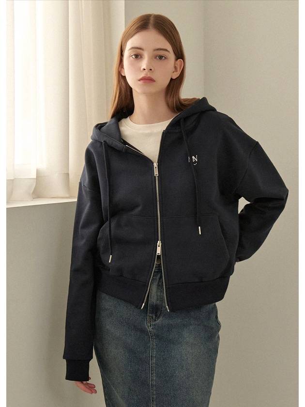 Women's Cheerleader Two-Way Zip Up Hoodie Navy - MICANE - BALAAN 2