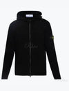 Logo Patch Hooded Lamb Wool Cardigan Black - STONE ISLAND - BALAAN 2