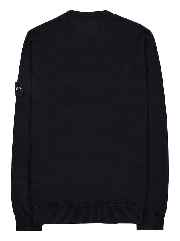 Regular Fit Crew Neck Wool Knit Top Black - STONE ISLAND - BALAAN 3