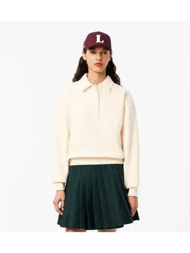 Women s New Logo Polo Collar Sweatshirt Cream - LACOSTE - BALAAN 2