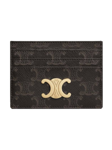 Triomphe Card Holder in Triomphe Canvas Tan - CELINE - BALAAN 1