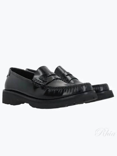 Women's Chunky Penny Slippers Smooth Leather Loafers Black - SAINT LAURENT - BALAAN 2