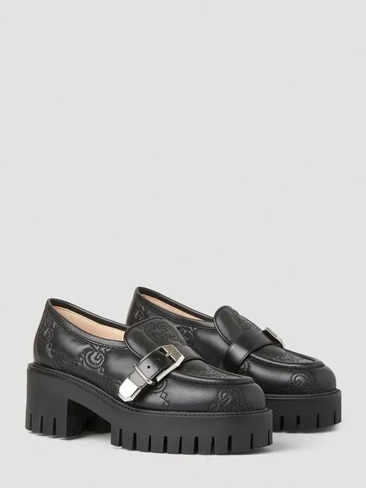 GG matelassé side buckle fastening round toe leather loafers - GUCCI - BALAAN 2