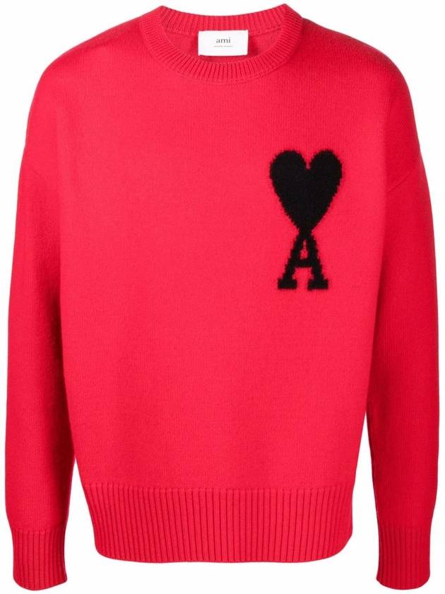 S M size red black big heart knit UKS002 - AMI - BALAAN 1