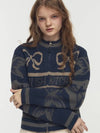 2 WAY RIBBON CROP KNIT ZIP UP NAVY - CPGN STUDIO - BALAAN 3