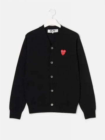 Men s Double Red Heart Waffen Spring Fall Cardigan Black Domestic Product GM0023011345020 - COMME DES GARCONS PLAY - BALAAN 1