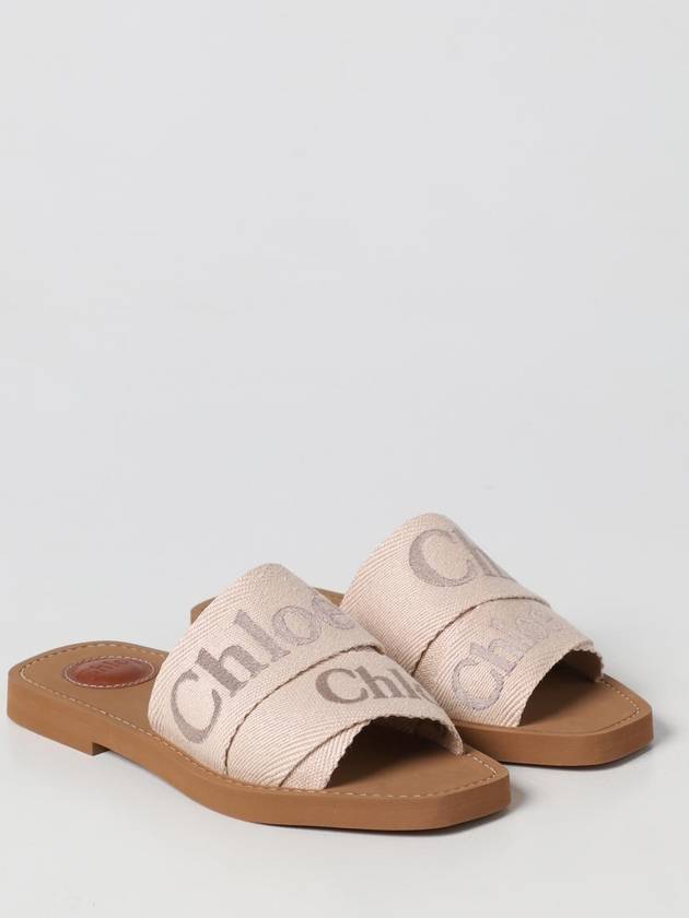 Woody Chlo&eacute; sandals in canvas with embroidered logo - CHLOE - BALAAN 2