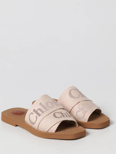 Woody Chloé sandals in canvas with embroidered logo - CHLOE - BALAAN 2