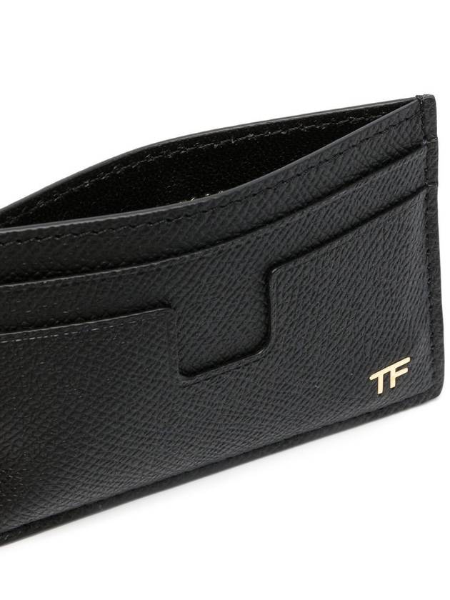 TF Logo Leather Card Wallet Black - TOM FORD - BALAAN 4