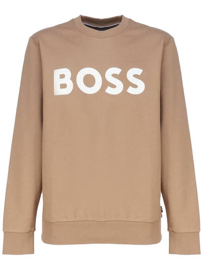 Logo Print Crew Neck Sweatshirt Camel - HUGO BOSS - BALAAN 2