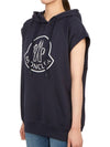 Logo Print Sleeveless Cotton Hoodie Navy - MONCLER - BALAAN 3