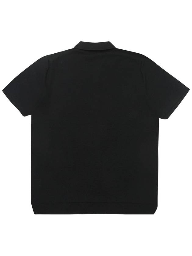 Men's Button Short Sleeve Polyester Polo Shirt Black - SOLEW - BALAAN 3