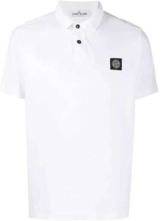 Men's Logo Patch Short Sleeve PK Shirt White - STONE ISLAND - BALAAN.