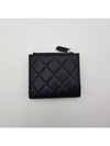 Calfskin Plain Folding Wallet Logo Folding Wallets Black - CHANEL - BALAAN 3