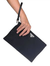 Re-Nylon and Saffiano Leather Clutch Bag Black - PRADA - BALAAN 5