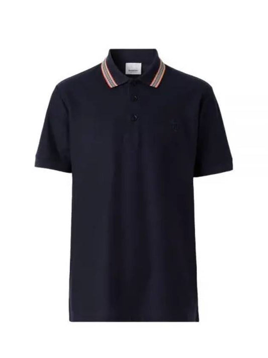 Icon Stripe Collar Cotton Polo Shirt Navy - BURBERRY - BALAAN 2