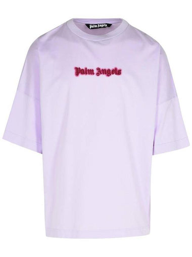 Palm Angels 'Neon' Lilac Cotton T-Shirt - PALM ANGELS - BALAAN 1