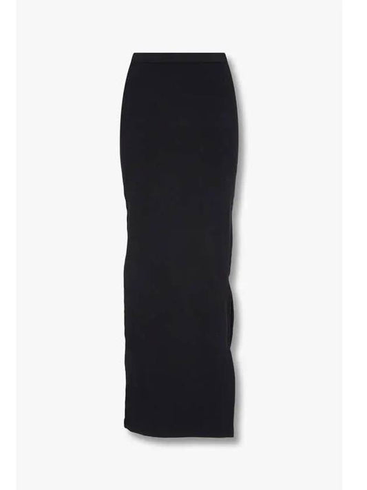 Embossed logo rib knit skirt black - ALEXANDER WANG - BALAAN 1