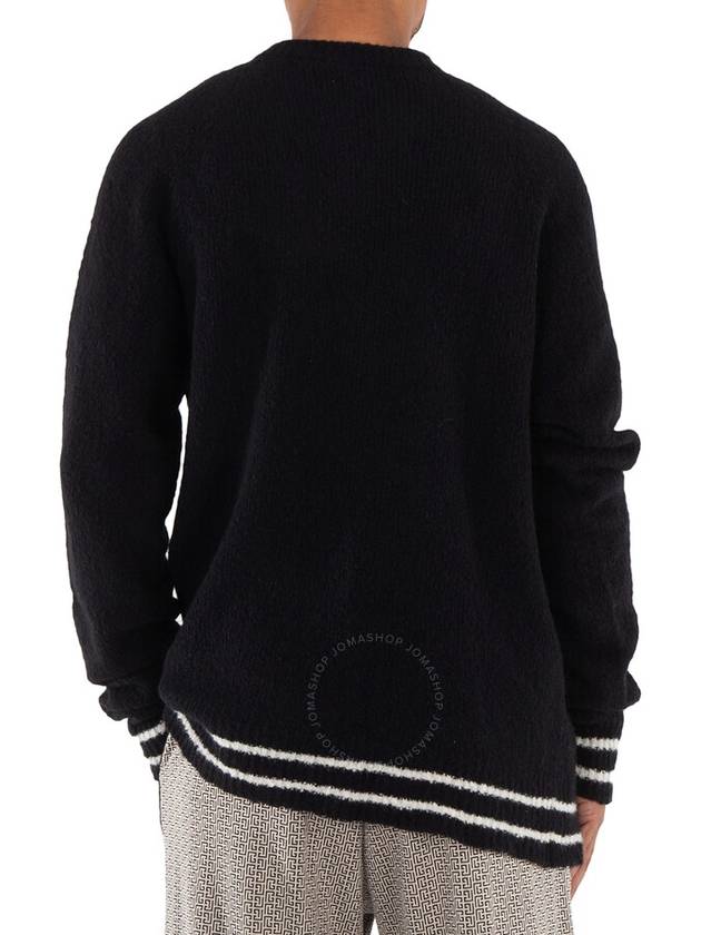 striped button detail crew neck knit top black - BALMAIN - BALAAN 4