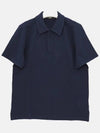 Men's Button Detail Short Sleeve Jacquard Polo Shirt Navy - FENDI - BALAAN 4