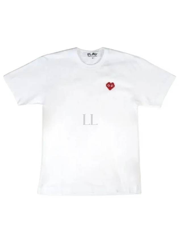 Play Men's Heart Logo Embroidered Short Sleeve T-Shirt P1 T322 3 White - COMME DES GARCONS - BALAAN 2