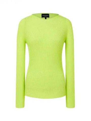 Women s Chunky Ribbed Slim Sweater Neon Yellow 271158 - EMPORIO ARMANI - BALAAN 1