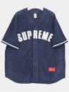 Ultrasuede Mesh Baseball Jersey Men s T Shirt SS24KN22 NAVY - SUPREME - BALAAN 1