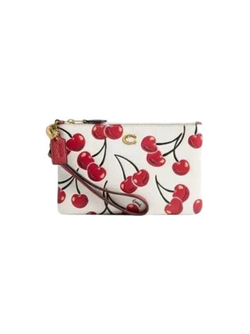 Cherry Print Small Half Wallet White - COACH - BALAAN 1