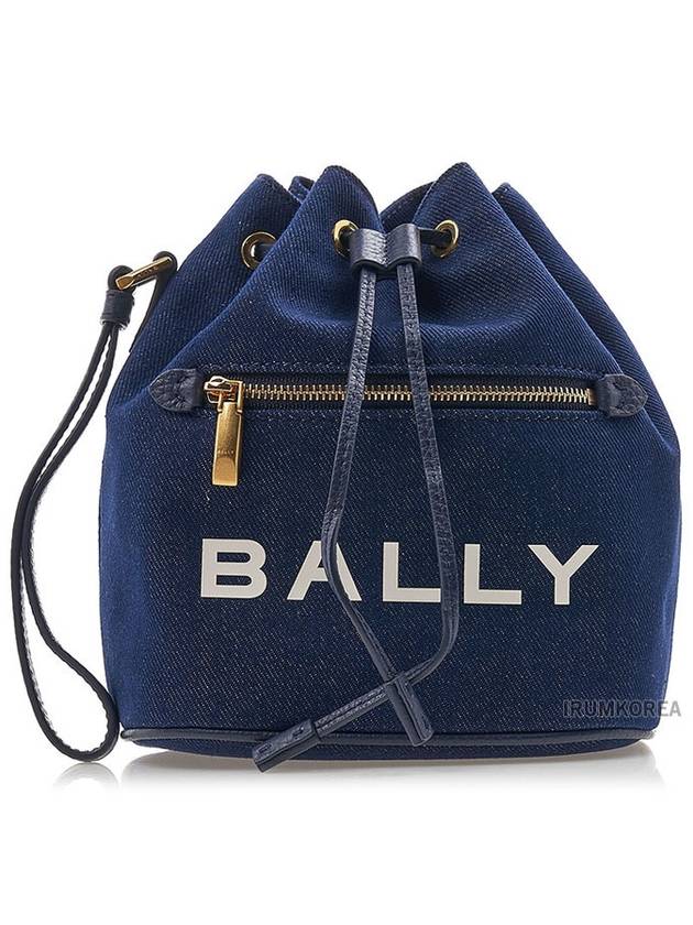 Women s Denim Logo Print Mini Bucket Bag BAR I5G6O - BALLY - BALAAN 1