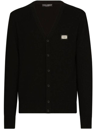 Essential Logo Plaque Wool Cashmere Cardigan Black - DOLCE&GABBANA - BALAAN 2