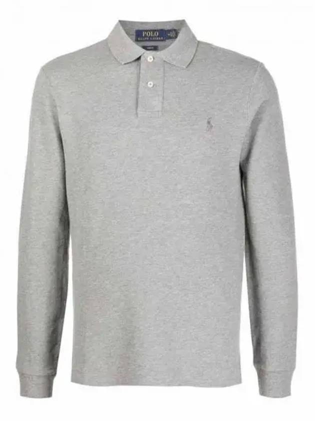 Embroidery Logo Long Sleeve Polo Shirt Grey - POLO RALPH LAUREN - BALAAN 2