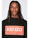 Paris Logo Patch Print Round Neck Cotton Sweatshirt Black - KENZO - BALAAN 7