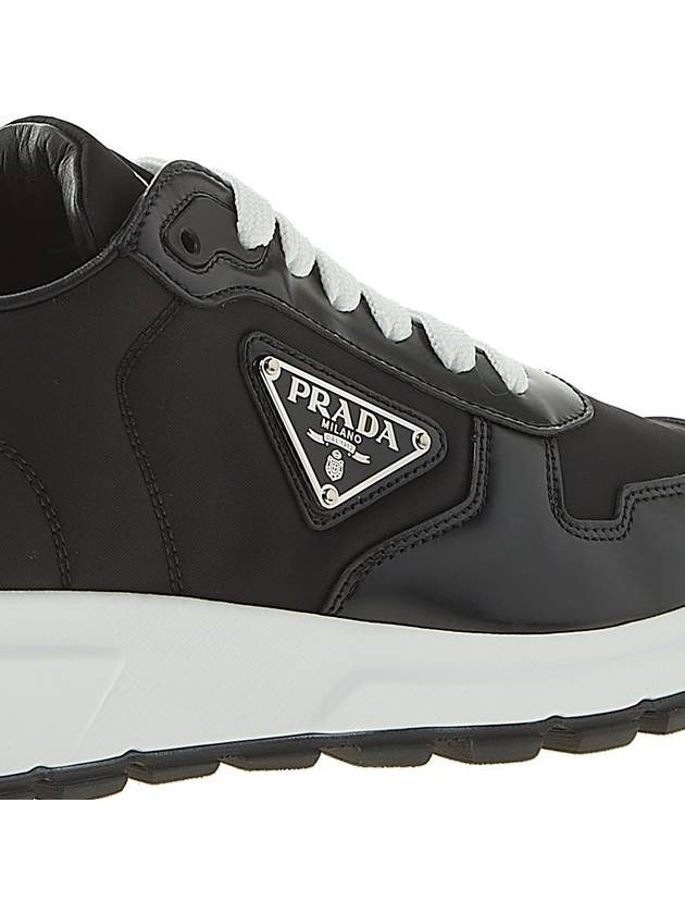 Prax 01 Re-Nylon Brushed Leather Low-Top Sneakers Black - PRADA - BALAAN 11