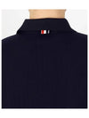 RWB Button Ribbed Polo Wool Knit Top Navy - THOM BROWNE - BALAAN 8