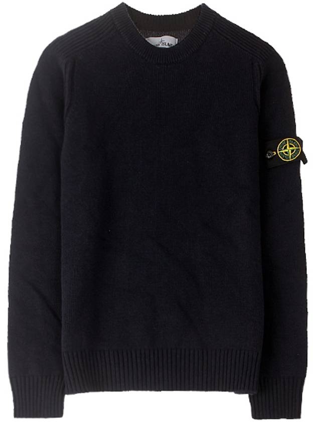 Waffen Patch Round Neck Knit Top Dark Navy - STONE ISLAND - BALAAN 2