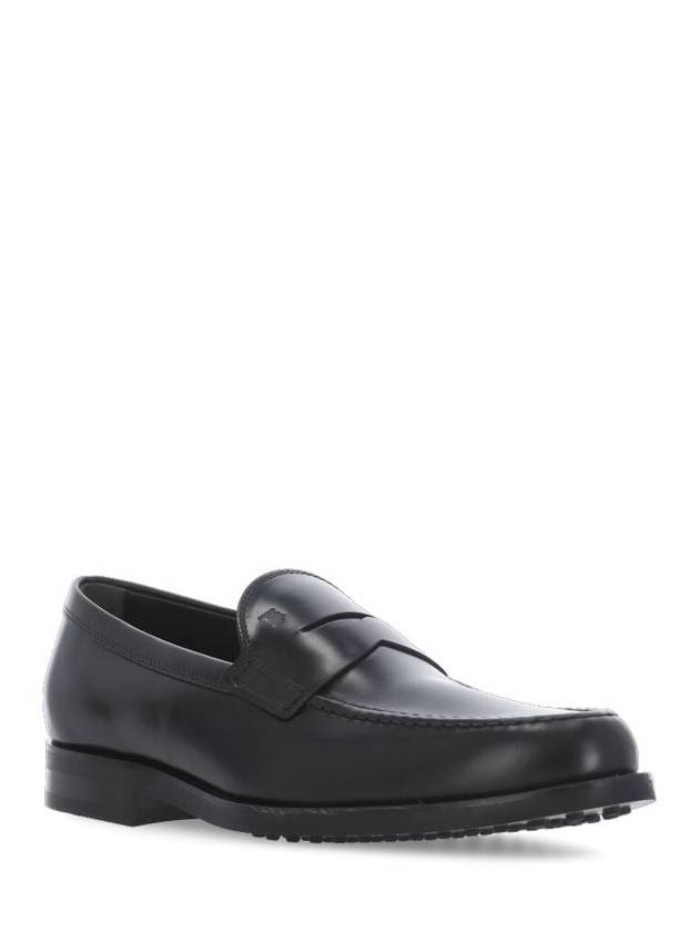 Men's Stamped Monogram Semi Glossy Leather Loafers Black - TOD'S - BALAAN 19