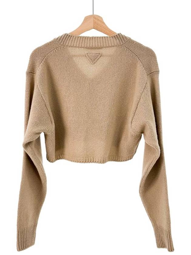 40 Women s Wool Cashmere V Neck Crop Sweater Knit - PRADA - BALAAN 3