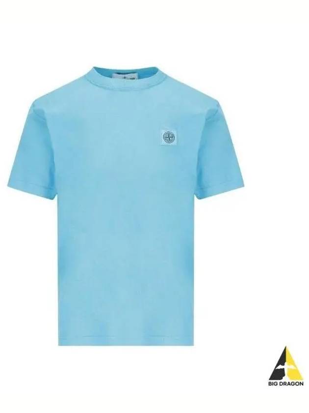 Pisato Effect Logo Patch Short Sleeve T-Shirt Turquoise - STONE ISLAND - BALAAN 2